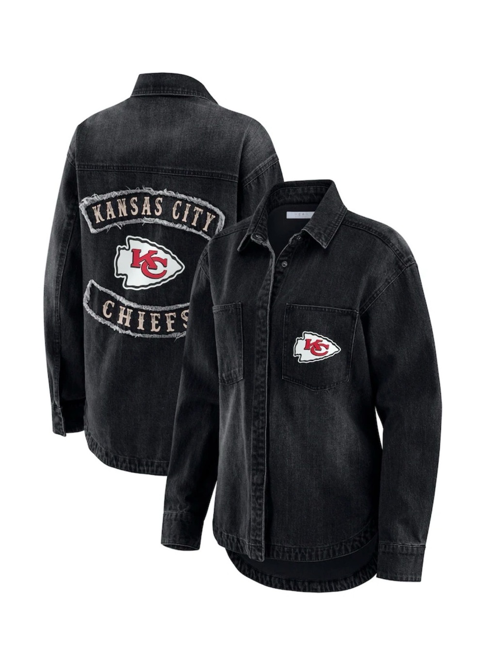 Women's Kansas City Chiefs Black Washed Oversized Denim Full-Snap Shacket
XL
NWT